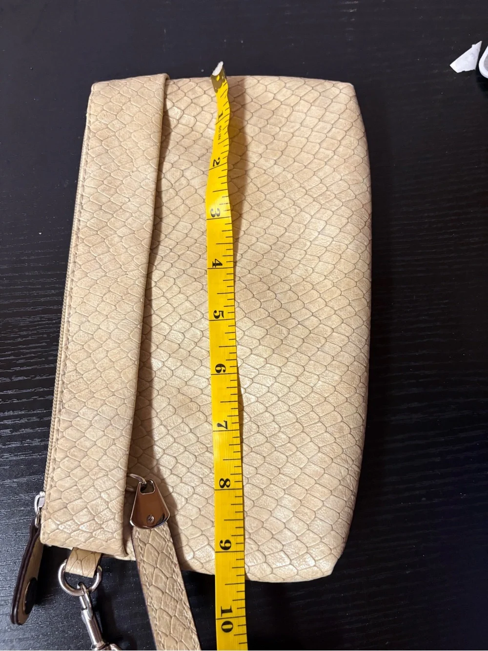 Genna De Rossi Pale Yellow Snakeskin Embossed Wristlet Clutch Bag